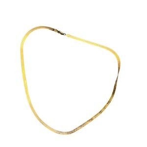 Gold Tone Sterling Silver Herringbone Chain Necklace 925‎ Italy 18 Inch
